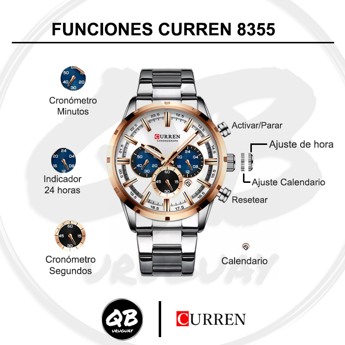 Reloj CURREN 8355 Esfera Blanca